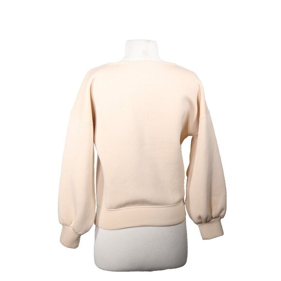 LEZE The Label Women’s XS Cream Pullover Sweatshirt Stretch Puff Sleeve Shirt - Picture 5 of 5